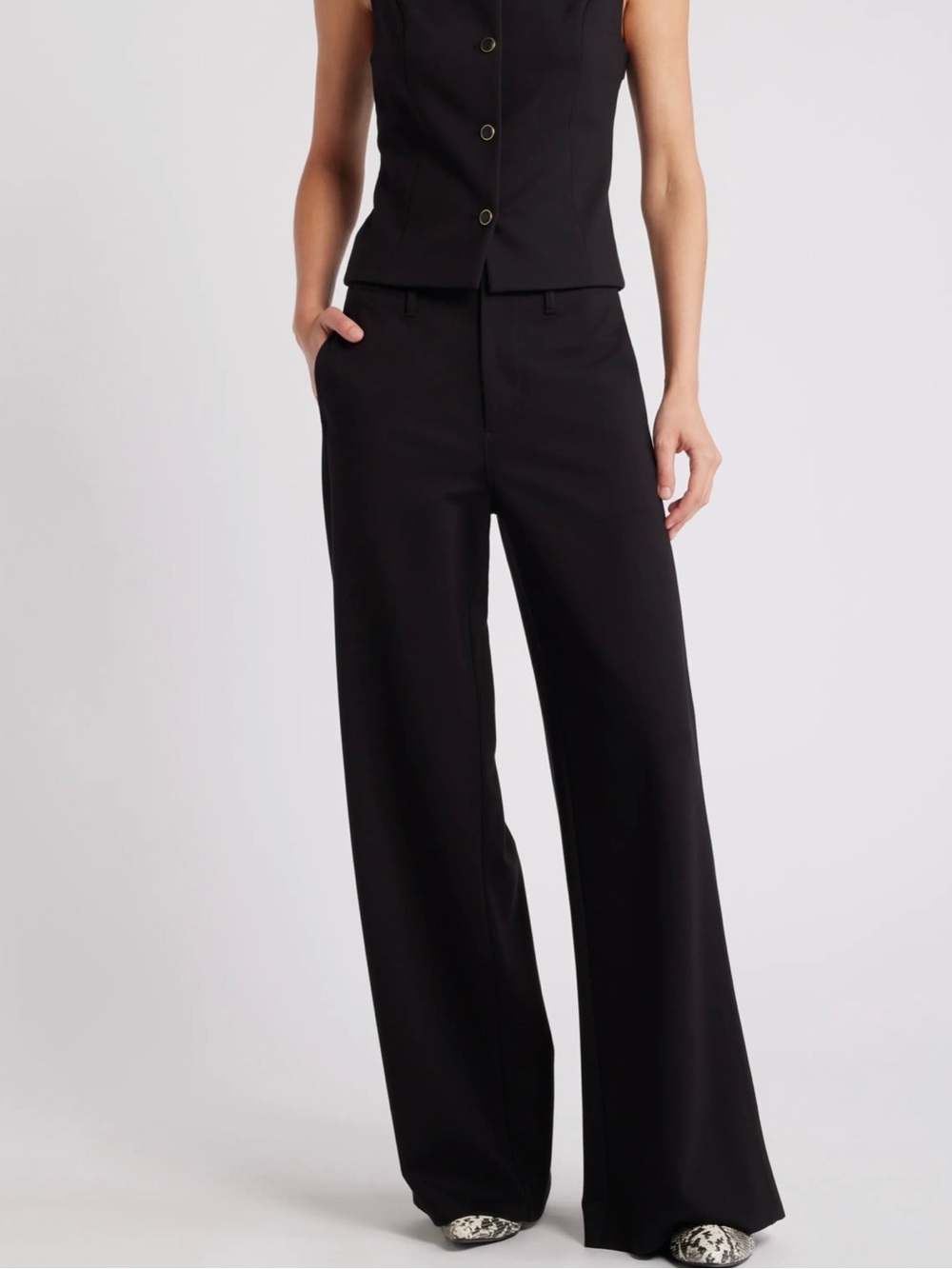 Rag & bone Sofie High Waist Wide Leg Ponte Knit Pants 33” inseam